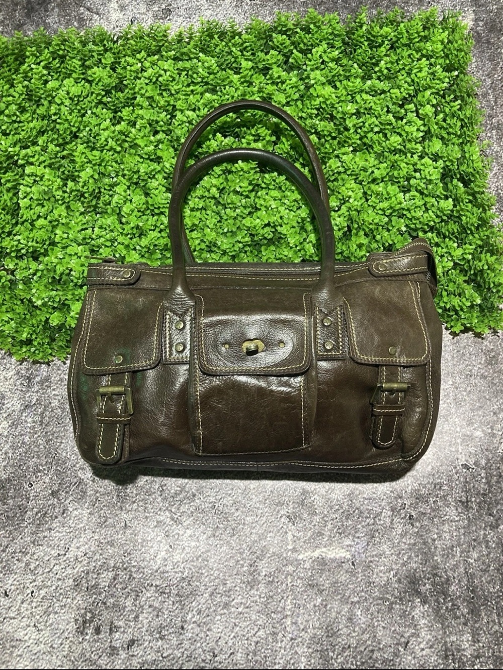 Mulberry Olive Brown Leather Messenger Satchel